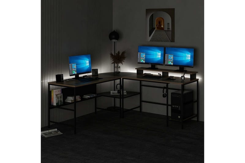 Nafe Hörnskrivbord - Guld/Svart - Möbler - Bord & matgrupper - Kontorsbord - Skrivbord - Hörnskrivbord