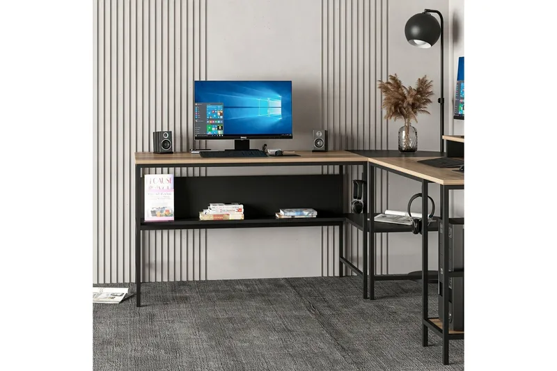 Nafe Hörnskrivbord - Guld/Svart - Möbler - Bord & matgrupper - Kontorsbord - Skrivbord - Hörnskrivbord