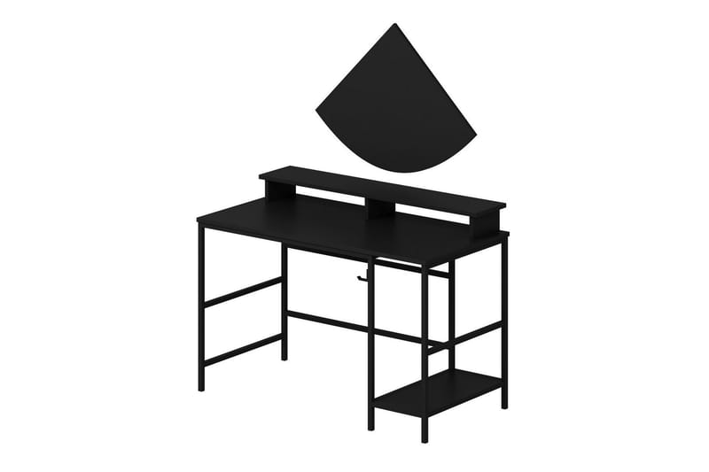 Nafe Skrivbord 120 cm med Hyllor i Trä med Metallstativ - Svart - Möbler - Bord & matgrupper - Kontorsbord - Skrivbord