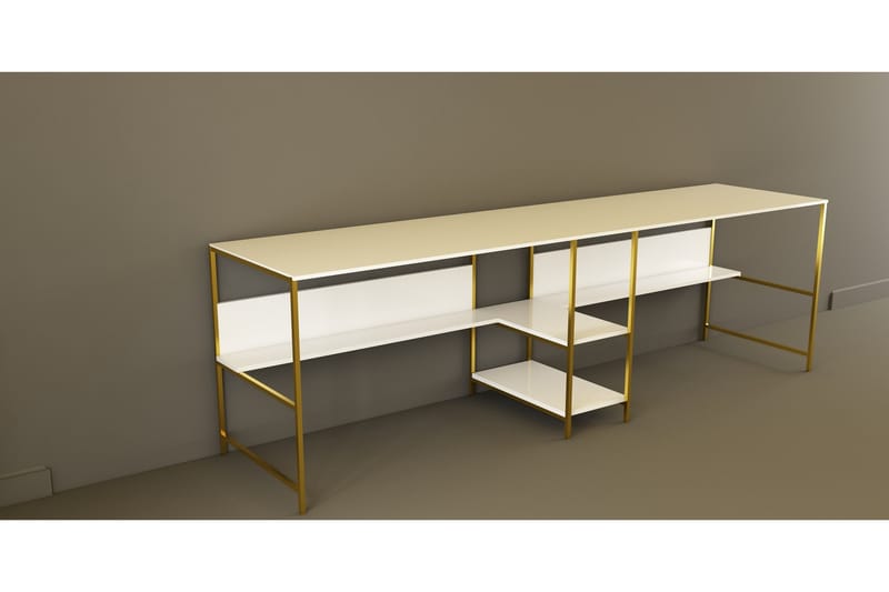 Namita Skrivbord 240 cm - Guld/Vit - Möbler - Bord & matgrupper - Kontorsbord - Skrivbord