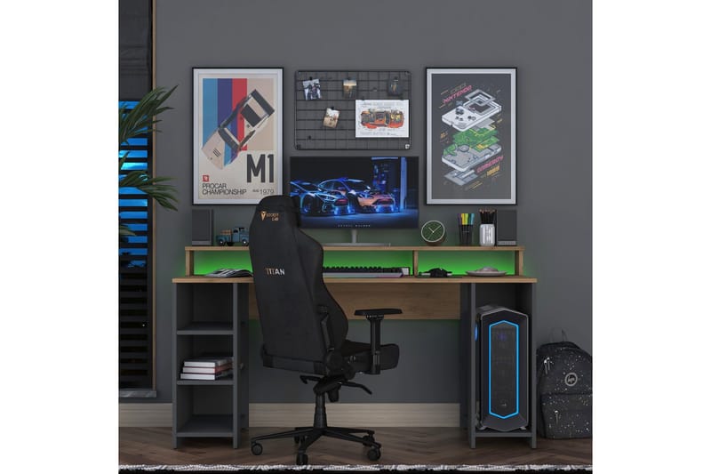 Nanak Skrivbord 160 cm, Valnöt/Antracit