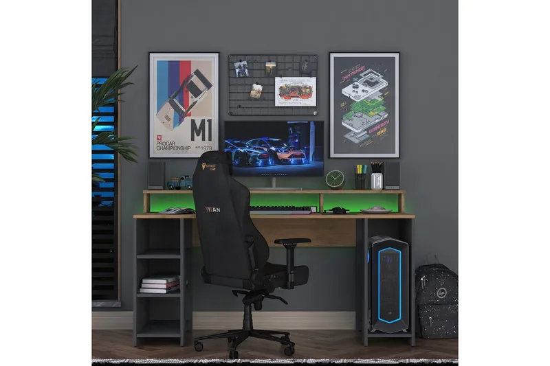 Nanak Skrivbord 160 cm, Valnöt/Antracit