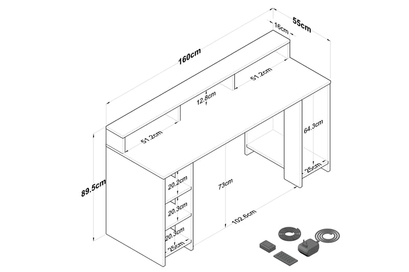 Nanak Skrivbord 160 cm - Valnöt/Antracit - Skrivbord