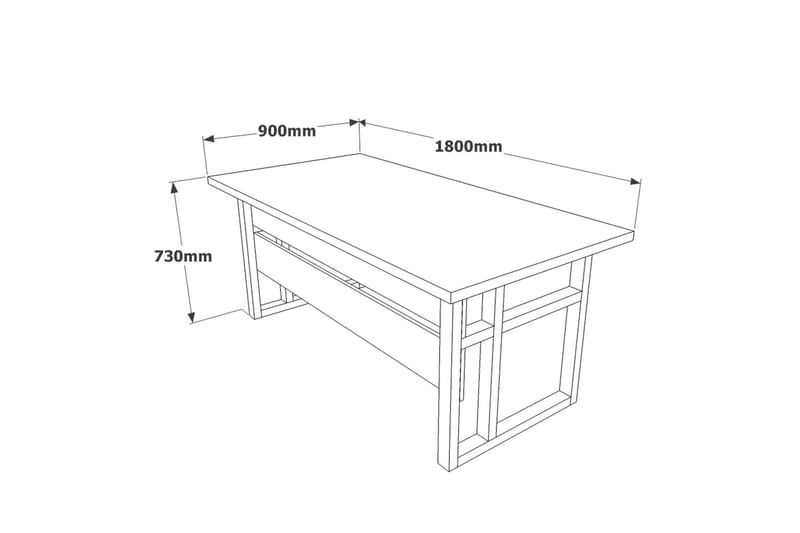 Numandro Skrivbord 180 cm - Teak/Antracit - Skrivbord