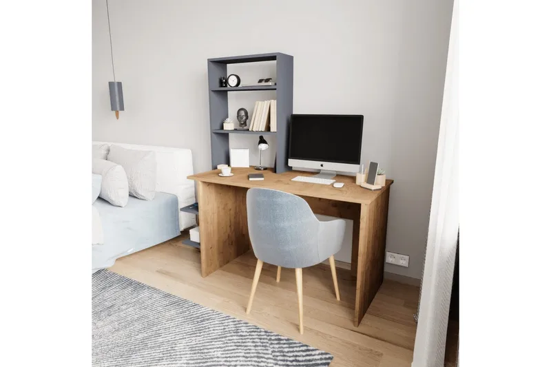 Skrivbord och bokhylla Sorav Ek / antracit - Ek / antracit - Möbler - Bord & matgrupper - Kontorsbord - Skrivbord