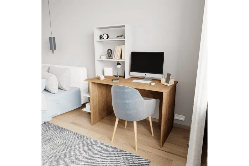 Skrivbord och bokhylla Sorav Ek / Vit - Ek / Vit - Möbler - Bord & matgrupper - Kontorsbord - Skrivbord