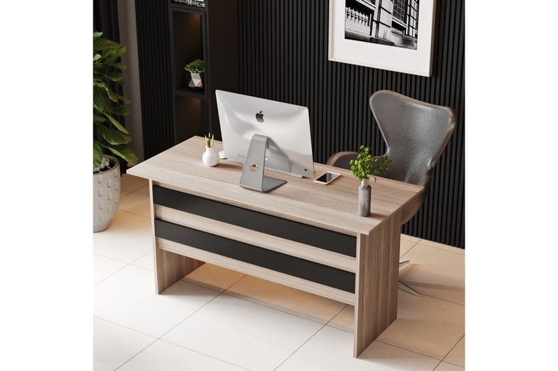 Okani Skrivbord 140 cm med Fotpall - Natur/Svart - Möbler - Bord & matgrupper - Kontorsbord - Skrivbord