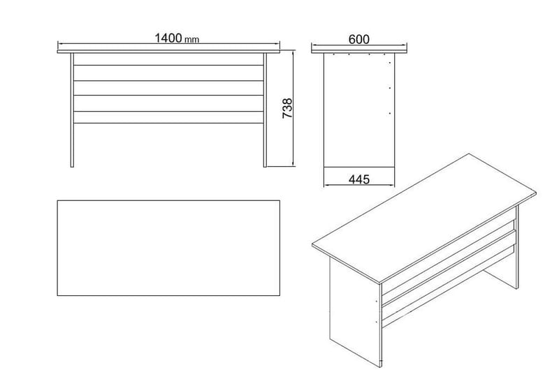 Okani Skrivbord 140 cm med Fotpall - Natur/Svart - Möbler - Bord & matgrupper - Kontorsbord - Skrivbord