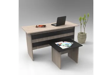 Okani Skrivbord 140 cm med Fotpall - Natur/Svart - Möbler - Bord & matgrupper - Kontorsbord - Skrivbord