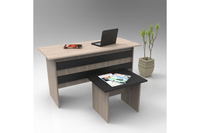 Okani Skrivbord 140 cm med Fotpall - Natur/Svart - Möbler - Bord & matgrupper - Kontorsbord - Skrivbord