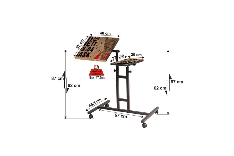 Ollier Ståskrivbord 67 cm - Trä/Natur/Svart - Höj och sänkbart skrivbord - Skrivbord