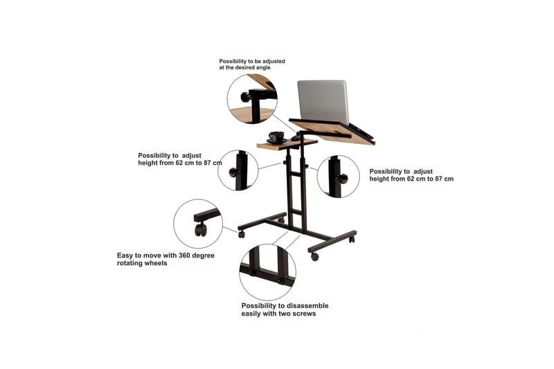 Ollier Ståskrivbord 67 cm - Trä/Natur/Svart - Höj och sänkbart skrivbord - Skrivbord