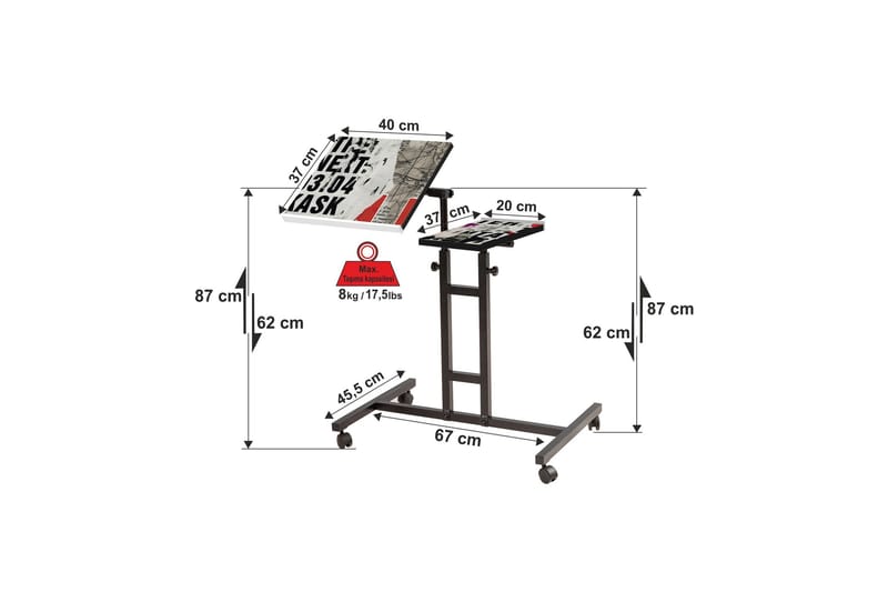 Ollier Ståskrivbord 67 cm - Vit/Svart - Höj och sänkbart skrivbord - Skrivbord