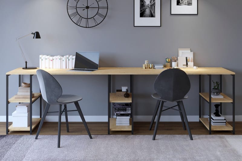 Orpierre Skrivbord 270 cm med Förvaring Hyllor - Natur/Svart - Möbler - Bord & matgrupper - Kontorsbord - Skrivbord