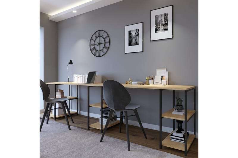 Orpierre Skrivbord 270 cm med Förvaring Hyllor - Natur/Svart - Möbler - Bord & matgrupper - Kontorsbord - Skrivbord