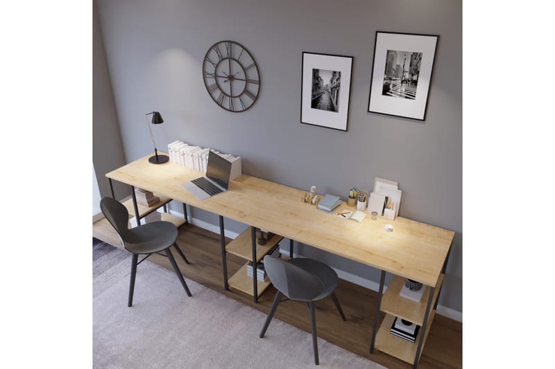 Orpierre Skrivbord 270 cm med Förvaring Hyllor - Natur/Svart - Möbler - Bord & matgrupper - Kontorsbord - Skrivbord