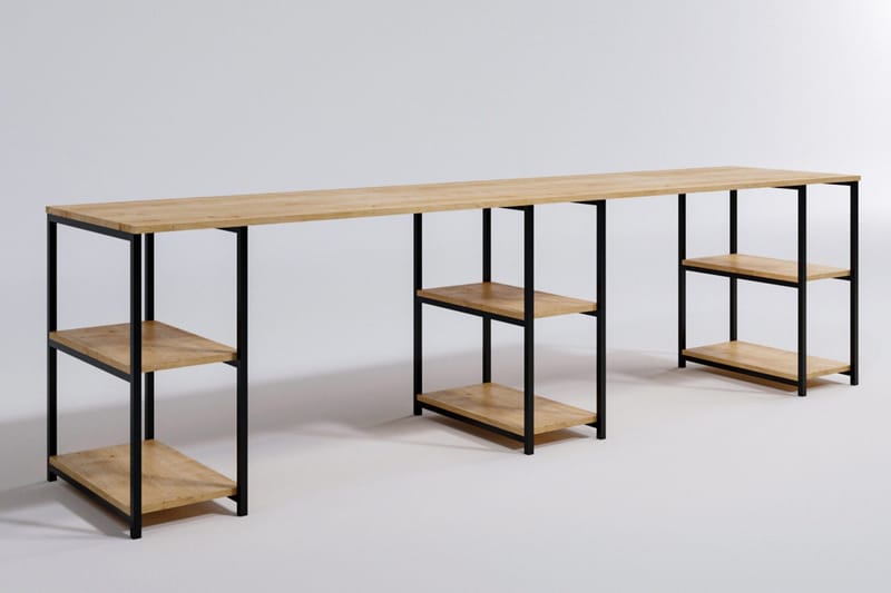 Orpierre Skrivbord 270 cm med Förvaring Hyllor - Natur/Svart - Möbler - Bord & matgrupper - Kontorsbord - Skrivbord