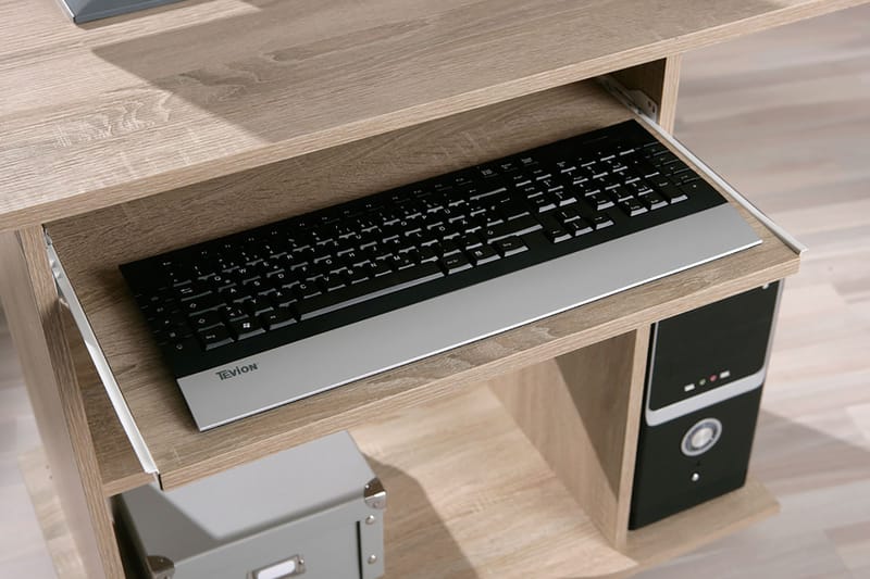 Palatia Datorbord 80 cm med Förvaring Hyllor på Hjul - Ljus Ekfärg - Skrivbord