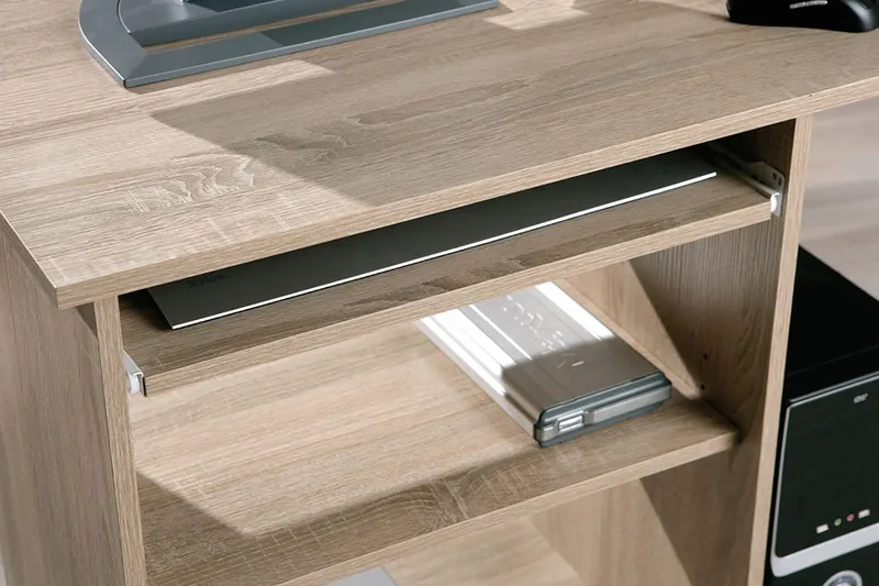 Palatia Datorbord 80 cm med Förvaring Hyllor på Hjul - Ljus Ekfärg - Möbler - Bord & matgrupper - Kontorsbord - Skrivbord