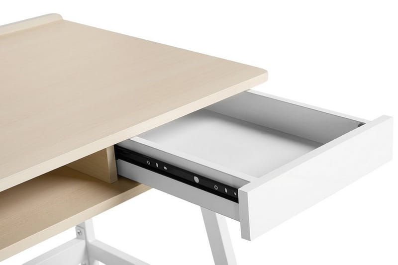 Paramaribo Skrivbord 100 cm med Förvaring - Vit/Ljusbrun - Skrivbord