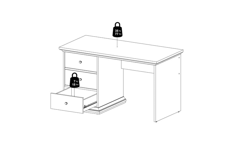 Paris Skrivbord 130 cm - Vit - Möbler - Bord & matgrupper - Kontorsbord - Skrivbord