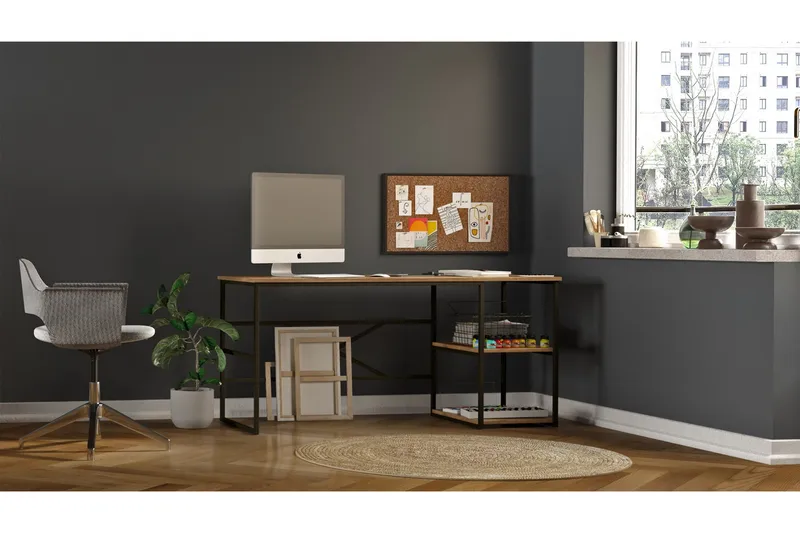 Parythe Skrivbord 160x75x160 cm med förvaring - Grön - Möbler - Bord & matgrupper - Kontorsbord - Skrivbord