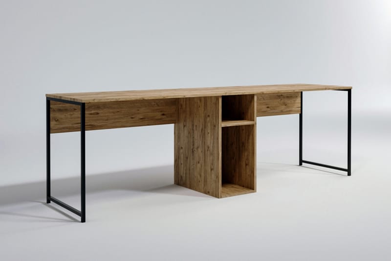 Pellafol Skrivbord 140 cm med Förvaring Hyllor - Natur/Svart - Skrivbord