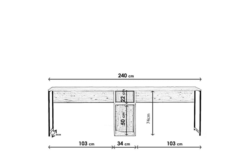 Pellafol Skrivbord 140 cm med Förvaring Hyllor - Natur/Svart - Skrivbord