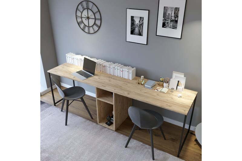 Pellafol Skrivbord 140 cm med Förvaring Hyllor - Natur/Svart - Möbler - Bord & matgrupper - Kontorsbord - Skrivbord