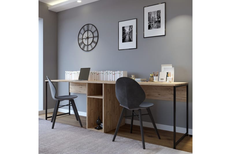 Pellafol Skrivbord 140 cm med Förvaring Hyllor - Natur/Svart - Möbler - Bord & matgrupper - Kontorsbord - Skrivbord