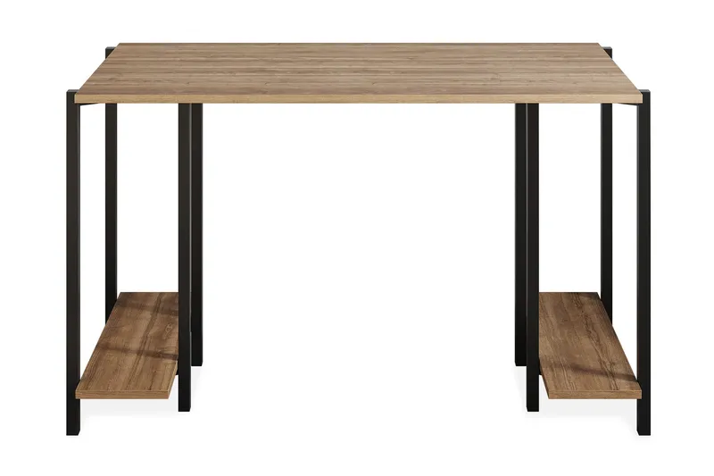 Pinnarp Skrivbord 125 cm med Förvaring 2 Hyllor, Natur/Svart