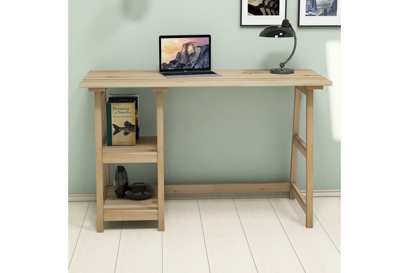 Puqa Design Skrivbord 120 cm med Förvaring 2 Hyllor - Ljus Trä - Möbler - Bord & matgrupper - Kontorsbord - Skrivbord