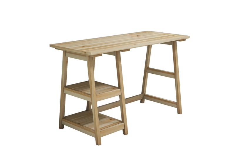 Puqa Design Skrivbord 120 cm med Förvaring 2 Hyllor - Ljus Trä - Möbler - Bord & matgrupper - Kontorsbord - Skrivbord
