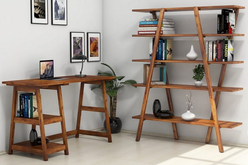 Puqa Design Skrivbord 120 cm med Förvaring Hyllor - Mörkbrun - Möbler - Bord & matgrupper - Kontorsbord - Skrivbord