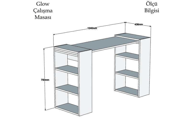 Puqa Design Skrivbord 124 cm med Förvaring Hyllor - Valnötsbrun/Vit - Möbler - Bord & matgrupper - Kontorsbord - Skrivbord