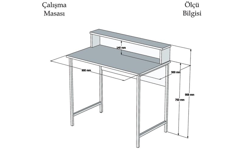 Puqa Design Skrivbord 90 cm med Förvaring Hylla - Valnötsbrun/Svart - Möbler - Bord & matgrupper - Kontorsbord - Skrivbord
