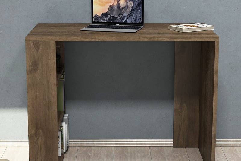 Puqa Design Skrivbord 90 cm med Förvaring Hyllor - Valnötsbrun - Skrivbord