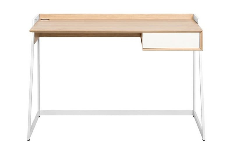 Quickborn Skrivbord 120 cm med Förvaring Låda - Vit/Ljusbrun - Skrivbord