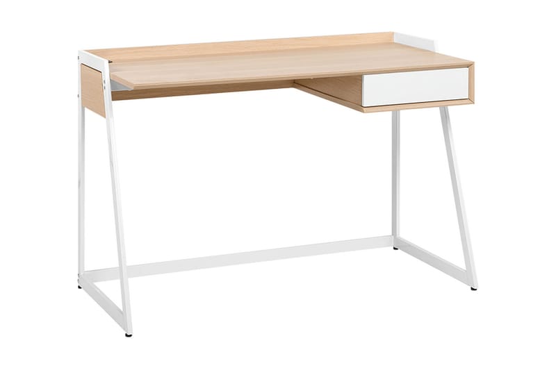 Quickborn Skrivbord 120 cm med Förvaring Låda - Vit/Ljusbrun - Möbler - Bord & matgrupper - Kontorsbord - Skrivbord