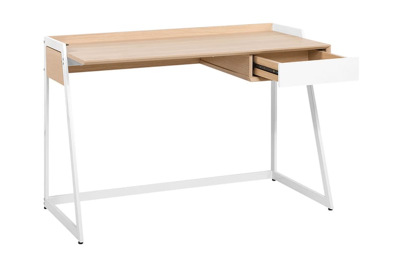 Quickborn Skrivbord 120 cm med Förvaring Låda - Vit/Ljusbrun - Möbler - Bord & matgrupper - Kontorsbord - Skrivbord