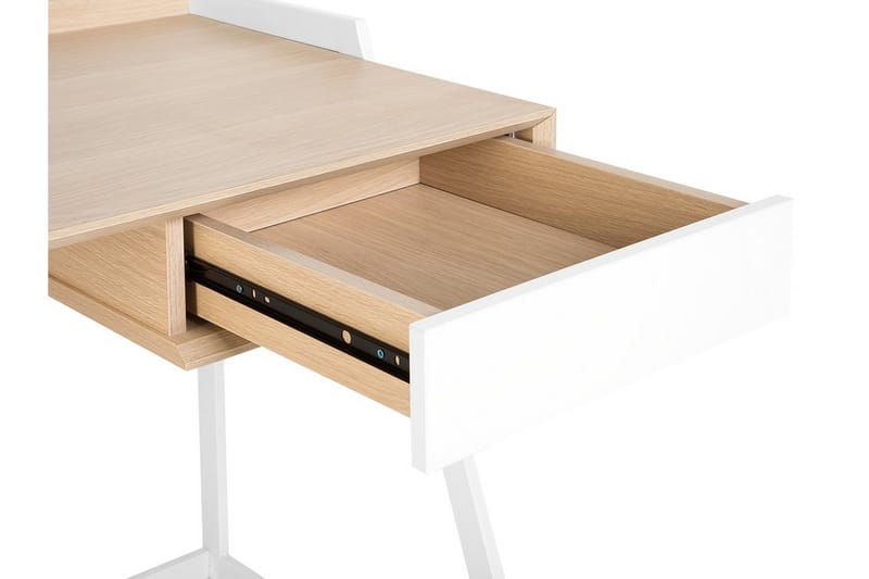 Quickborn Skrivbord 120 cm med Förvaring Låda - Vit/Ljusbrun - Skrivbord