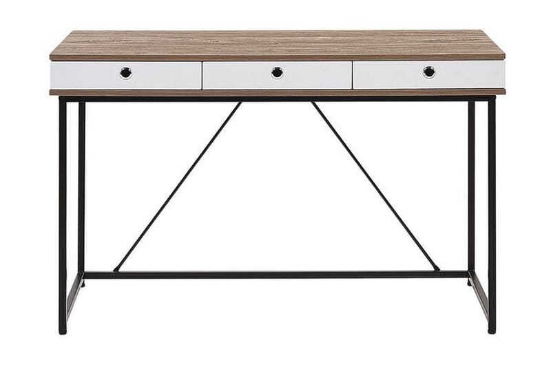 Quivoz Skrivbord 120 cm med Förvaring 3 Lådor - Ljusbrun/Vit/Svart - Möbler - Bord & matgrupper - Kontorsbord - Skrivbord