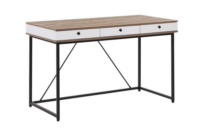 Quivoz Skrivbord 120 cm med Förvaring 3 Lådor - Ljusbrun/Vit/Svart - Möbler - Bord & matgrupper - Kontorsbord - Skrivbord