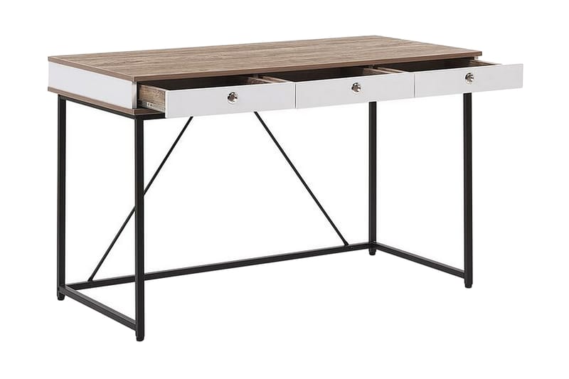 Quivoz Skrivbord 120 cm med Förvaring 3 Lådor - Ljusbrun/Vit/Svart - Möbler - Bord & matgrupper - Kontorsbord - Skrivbord