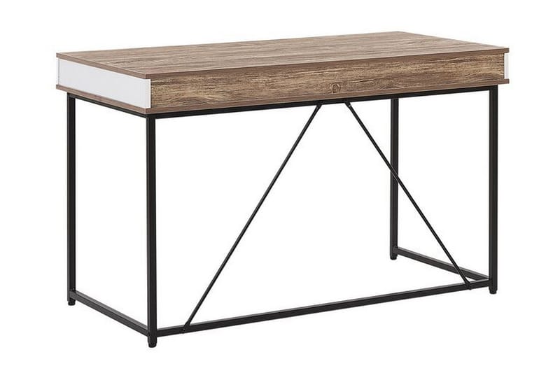 Quivoz Skrivbord 120 cm med Förvaring 3 Lådor - Ljusbrun/Vit/Svart - Möbler - Bord & matgrupper - Kontorsbord - Skrivbord