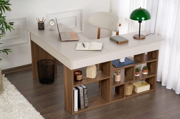 Regar Skrivbord 130x72x120 cm - Cashmere och Walnut - Möbler - Bord & matgrupper - Kontorsbord - Skrivbord - Hörnskrivbord