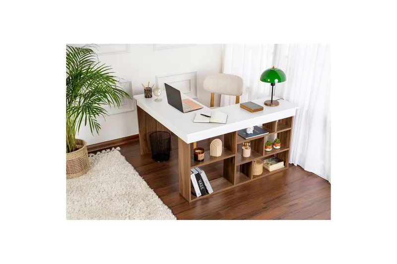 Skrivbord Regar Valnöt Vit - Valnöt Vit - Möbler - Bord & matgrupper - Kontorsbord - Skrivbord