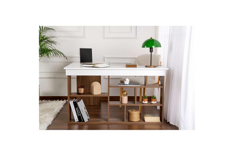 Skrivbord Regar Valnöt Vit - Valnöt Vit - Möbler - Bord & matgrupper - Kontorsbord - Skrivbord