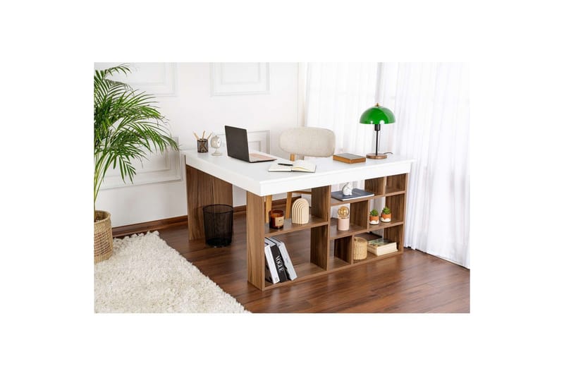 Skrivbord Regar Valnöt Vit - Valnöt Vit - Möbler - Bord & matgrupper - Kontorsbord - Skrivbord