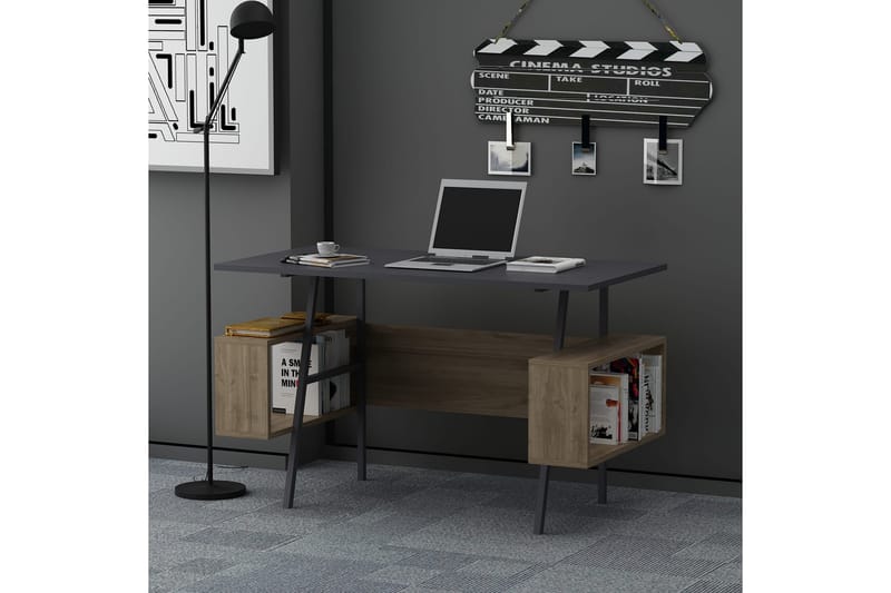Rhederborg Skrivbord 120x73,8x120 cm med förvaring - Antracit/Brun - Skrivbord